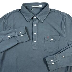 CRIQUET Golf Mens Shirt 2XL Pima Cotton Charcoal Gray Long‎ Sleeve Polo Preppy